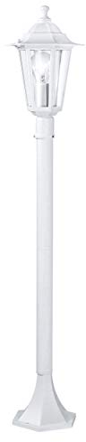 EGLO Außen-Stehlampe Laterna 5, 1 flammige Außenleuchte, Stehleuchte aus Aluguss und Glas, Farbe: Weiß, Fassung: E27, IP44