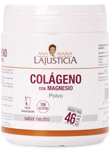 Ana Maria Lajusticia - Colágeno con magnesio – 350 gramos (sabor neutro) articulaciones fuertes y piel tersa. Regenerador de tejidos hidrolizado tipo 1 y tipo 2