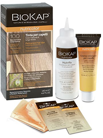 BIO KAP Nutricolor, Haarfarbe, ohne Ammoniak, Haarfarbe, pflegend, Farbe und Reparatur, 10,0 extra hellblond, 140 ml