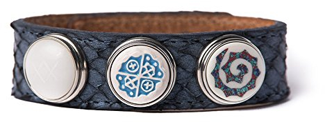 Noosa Armband Wrap Bracelet Classic Skinny Midnight Blue Salmon, Grösse:S