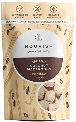 Nourish Organic Vanilla Coconut Macaroons - Keto Snacks - Vegan, Gluten Free, Dairy Free Healthy Snacks made with Natural Ingredients - 110g (Pack of 1)
