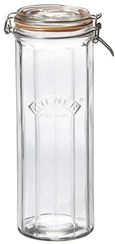 Kilner 2.2 Litre Facetted Clip Top Jar Stylish Airtight Glass Jar for Preserving Fruits & Vegetables Dry Food Storage and Pantry Organisation