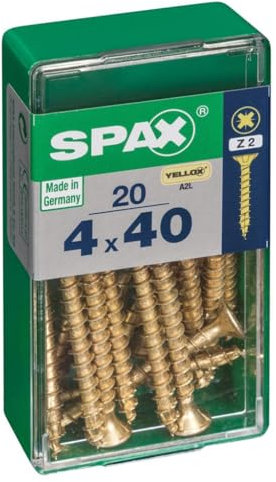 CAJA 20 uds. TORNILLO MADERA SPAX CAB. PLANA YELLOX 4,0x40mm SPAX