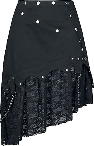 Gothicana by EMP Femme Jupe asymétrique Noire avec Dentelle S