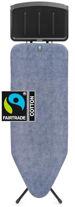 Brabantia - Asse da Stiro C - Per Caldaia a Vapore - Modello XL per Stirare - Supporto in Metallo - Regolabile in Altezza - Robusto a Quattro Gambe - Pieghevole - Denim Blue - 124x45 cm