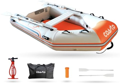 Coasto - Annexe Gonflable DS 270 - BT-CDS270S Bateau Pneumatique Plancher Dropstitch/Haute Pression - 4 Places, 270x140cm - Grande Stabilité - Pack 2 Pagaies, Pompe et Sac de Transport - Light Grey