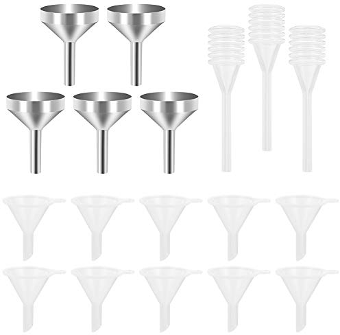 Miuse Metall und Kunststoff Mini Trichter Set mit Pipetten zum Befüllen von Kleinen Flaschen, Containern, Zerstäuber für Parfüm und Flüssigkeit