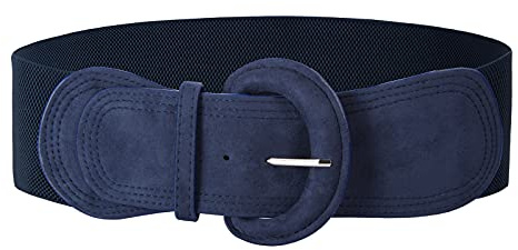 GRACE KARIN Women PU Leather Belt Wide Waist Stretch Waistband Vintage Elastic Belt Navy S