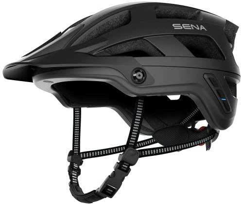 Sena M1 EVO Smart Mountain Bike Bluetooth Helmet Integrated Mesh Intercom System (Matte Black, Medium)