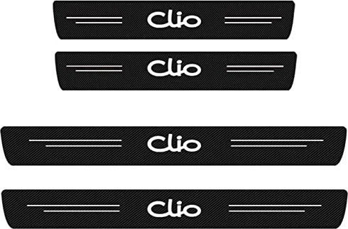 EAGLEG 4 Piezas Pegatina para Umbral de Coche para REN-Ault Clio 2 3 4 5 2021-1998, Película Protectora Estribos Fibra Carbono Autoadhesivo Puerta Guardias del Borde Decoración Accesorios,White