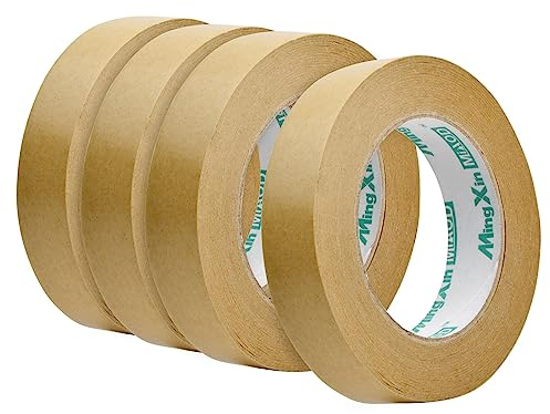 Wisebom 4 Rotoli Nastro da Imballaggio di Carta 25 mm x 50 m Ecologica Nastro per Imballaggio Carta Kraft Marrone Nastro di Carta per Imballaggio