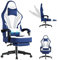 Ulody Gaming Stuhl, Ergonomisch Gaming Chair mit Fußstützen, pc Stuhl mit kopfstütze und lendenkissen,360 Grad Drehbar, Höhenverstellbarer Stoff Gaming Sessel -Blau