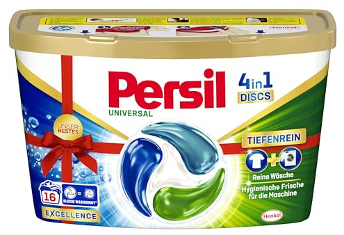 Persil Universal 4in1 DISCS (16 Waschladungen), Universal Waschmittel mit Tiefenrein Technologie, Vollwaschmittel für reine Wäsche und hygienische Frische für die Maschine