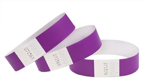 CINTAPUNTO Braccialetti carta eventi - 1000 pezzi - identificativi colorati tipo Tyvek Bracciali di carta impermeabili - braccialetto discoteche - per feste festival con chiusura adesiva - Viola