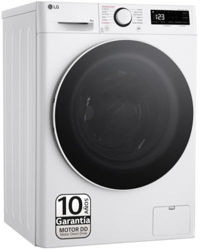 LG F2WR5S08A0W - Lavadora Inteligente, 8kg, AI Direct Drive, 1200rpm, Carga Frontal, Algodón Turbo, Vapor Steam, Fondo Reducido, Clasificación A, Serie 500, Blanco