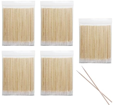 500 Stück Wattestäbchen,Spitz Wattestäbchenspender,Wattestäbchen Spitz,Wattestäbchen Holz Spitz,Wattestäbchen Lang,Microbrush Stäbchen Wattestäbchen Für Tattoo, Augenbrauen, Beauty, Make-Up, Nägel