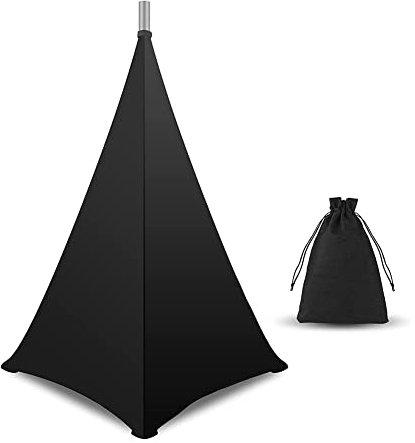 Hztuang Funda de soporte para altavoz, soporte para altavoz de DJ, falda de trípode con bolsa de transporte, cubierta negra de 360 grados para bodas, conciertos de escenario
