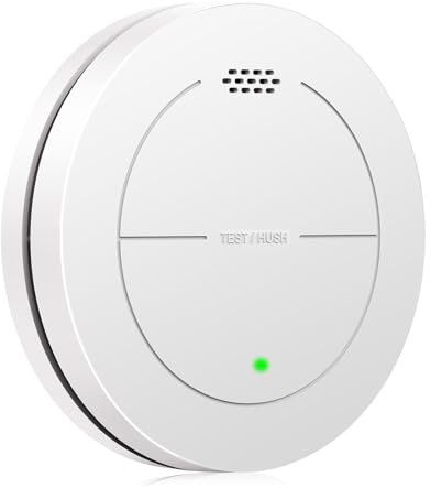 Safeliveo Détecteur de fumée interconnecté, détecteur d'incendie avec Batterie de 10 Ans, détecteur de fumée certifié TUV Rheinland avec Alarme sonore de 85 DB, Fonction silencieuse. SL-S15R, 1 pièce