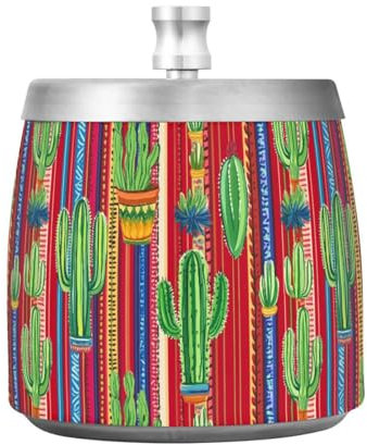 JUMBEAR Posacenere a righe messicane e cactus con coperchio, posacenere antivento per esterni e interni, posacenere inodore per giardino, bar, balcone, casa, ufficio, decorazione