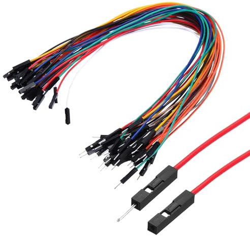sourcing map Male to Female 1Pin Breadboard Jumper Wire 2.54mm Pitch Ribbon Cable 30cm Long Electronics Breadboard Ribbon Cables for Breadboard Electronic Projects Pack of 40