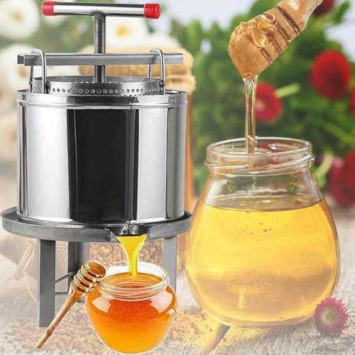 DFGHNBVC Manuelle Honigpresse， Hochleistungs-Wachspresse， manuelle Kurbel， Bienenwachs-Extraktor， Dickes Honigpressenwachs aus Edelstahl für die Bienenzucht und die，