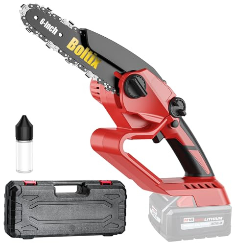 Mini motosierra inalámbrica, compatible con batería Milwaukee M18, motosierra eléctrica sin escobillas de 6 pulgadas, motosierra de mano para podar árboles y cortar madera (solo herramienta)