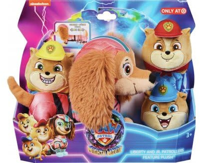 Coffret pour la Super Pat Patrouille Film Liberty Qui s'etire et la Pat Patrouille Junior - Set Doudou Enfant avec 1 Carte