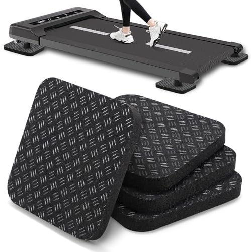 TOBWOLF 4 st halkfria löpbandsmattor, 10 mm tjocka promenaddyna med hög densitet, 10 cm x 10 cm anti-vibration promenaddynor, tjock gummimatta för kontorscykel, roddmaskin, hemmagym station