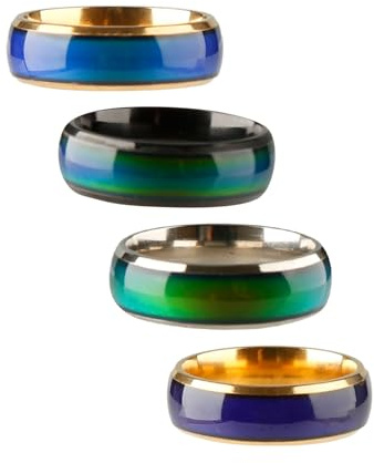 Hopzab Stainless Steel Color Changing Ring,Rotatable Mood Control Rings,Decompression Ring,Novel Emotion Feeling Magic Circlet,Suitable for People Under High Stress and Anxiety,Multi-color