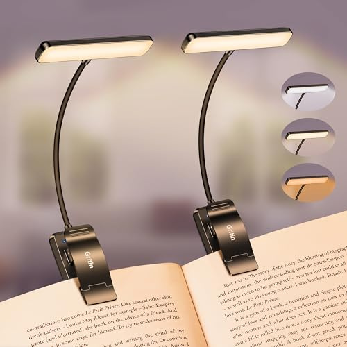Gritin 19 LED Luce per Lettura Libri a Letto, Ricaricabile con Clip,2 Pezzi