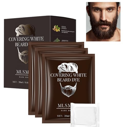 Barba y bigote, color de barba, tinte de barba, tinte para el cabello para hombres, color temporal, fácil aplicación, tinte para barba, cubierta gris (02# marrón oscuro, 10 paquetes)