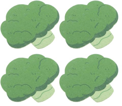 CIYODO Lot de 5 Éponges Exfoliantes Corps en Cellulose Forme Brocoli Cartoon, Douces Peau, Séchage Rapide, Voyage