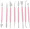 ZENKER Estecas para modelar fondant y hacer figuras dulces para repostería, de polipropileno de color rosa con las partes funcionales en color blanco, 16cm, 8uds.