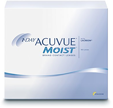 ACUVUE MOIST 1-Day Tageslinsen für empfindliche Augen & Allergiker – Tageskontaktlinsen mit -2,5 dpt und BC 9 – UV Schutz & Komfortables Tragegefühl – 180 Linsen