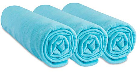 Lot de 3 Draps Housse 70x140 cm Lit Bébé Lit Enfant 70 x 140 cm| 100% Coton Jersey | Turquoise | Extensible Respirant | Sommeil sain | Marque Easy dort | Label Oeko-Tex | Qualité | Fabriqué en Europe