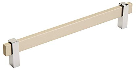 Amerock | Cabinet Pull | Silver Champagne/Polished Chrome | 7-9/16 inch (192 mm) Center to Center | Mulino | 1 Pack | Drawer Pull | Drawer Handle | Cabinet Hardware