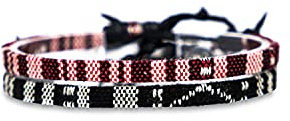 Made by Nami Braccialetto Surfer Boho Set di 2 - Donna e Uomo - Accessori Fatti a Mano per Festa in Spiaggia - Etnico Hippie - 100% Impermeabile e Regolabile - Amicizia Ragazze (Bordeaux & Nero)