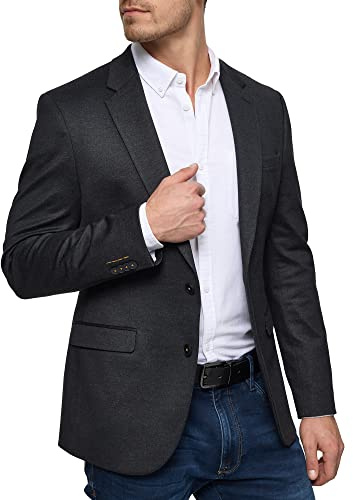 JEFF Herren Oscar Sakko mit Stretch | Anzugjacke Jackett Herrenblazer Fischgrätenmuster oder Kariert Mini Herringbone, 52