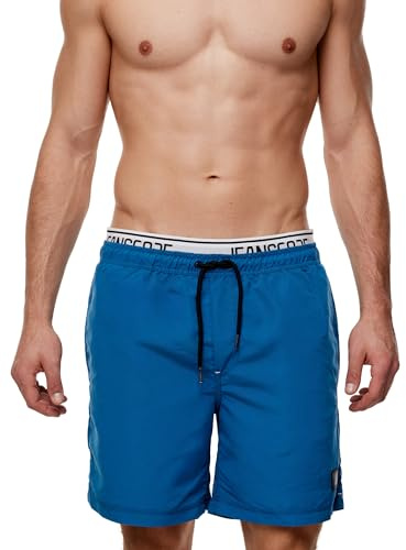 Indicode Herren Solomon Badehose mit 3 Taschen und Tunnelzug | Badeshorts für Männer Sapphire, M