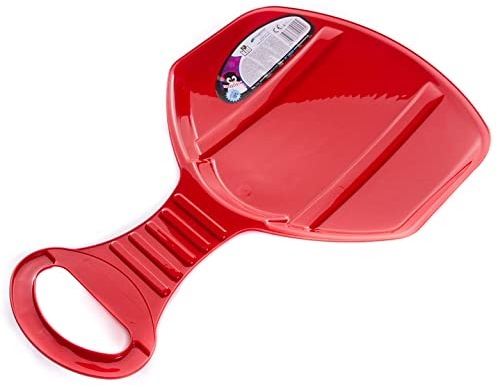 Schneerutscher Poporutscher mit Griff Schneeflitzer Rutschblatt Schlitten Rutschteller (1x Rot)
