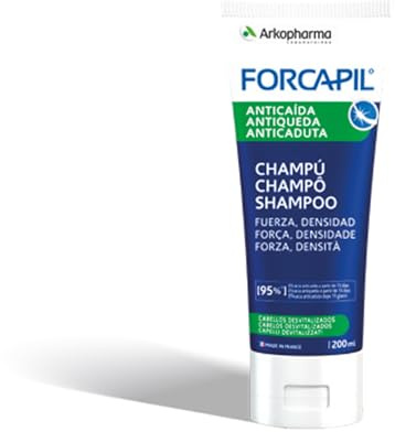 Arkopharma Forcapil Anti-Drop Shampoo 200ml, Ingen silikon, Styrka och Densitet, Förhindra och Begränsa Håravfall, Testat Under Dermatologisk och Oftalmologisk kontroll