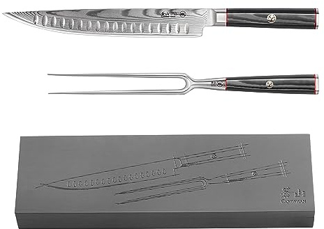 Cangshan YARI Series 2-Piece Carving Set with Ash Wood Box, X-7 Damascus Steel, 501332