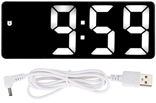 Spegelväckarklocka, LED Digital Bordsklocka med Spegeldesign, USB- eller AAA-batterikraft, Modern och Bärbar, för Modedekorationer och Påminnelser (Rektangulär svart yta
