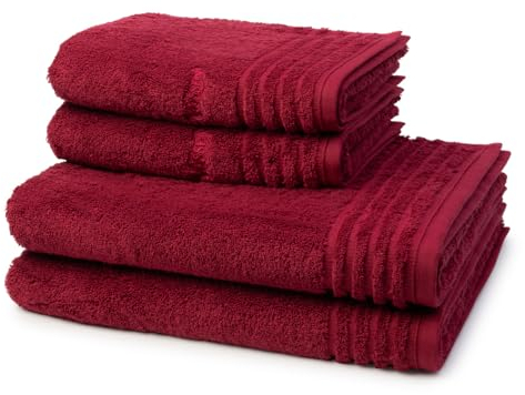 Vossen - 4 teiliges Frottier-Set - Vienna Style Supersoft (2 X Handtuch 2 X Duschtuch im Set) - 620 g/m2 - Baumwolle - Frottee - saugstark - weich und flauschig - Rubin