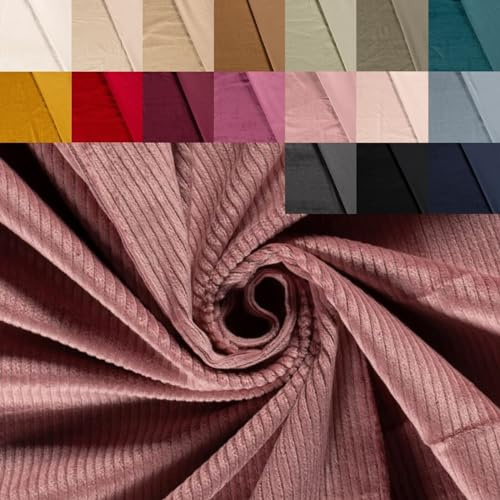Breitcord Stretch Meterware - robuster Cordstoff - Baumwollcord dehnbar - dicker Rippenstoff - breit gerippt - Cord Baumwolle *ab 50 cm, Farbe: 042 altrosa