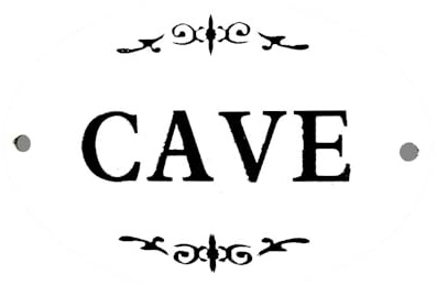 Plaque de Porte décorative Vintage Cave Fer Blanc Noir 10.5 x 8 cm