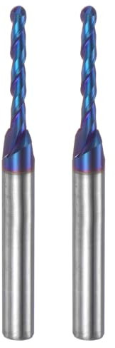 QUARKZMAN 2pz Fresa Sfera Fresatrice CNC, Raggio 1/16 Gambo 1/4 Carburo Tungsteno Rivestito Nano, 2 Flauti Taglienti Strumento Fresatura, Diametro 1/8 Lunghezza Totale 2-1/2
