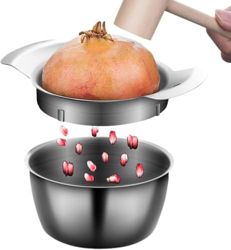 Granatapfel Entkerner, Granatapfelschäler Granatapfel Entkerner Aus Edelstahl, Granatapfelschäler mit Schüssel, Granatapfel-Schälwerkzeug, Granatapfel Entkerner Schälwerkzeug Set