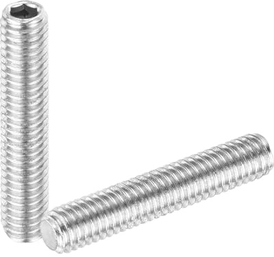 uxcell 10Pcs Hex Socket Grub Screw, M3x16mm 304 Stainless Steel Head Socket Set Screws Flat Point Grub Bolt for Door Handles, Light Fixture Repair, Silver