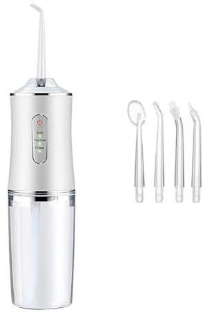 FOGARI Munddusche Kabellos, Elektrische Zahnreiniger, Munddusche Kabellos 3 Modi mit 4 Jet-Tipps für die Mundreinigung und Zahnspange, Weiß
